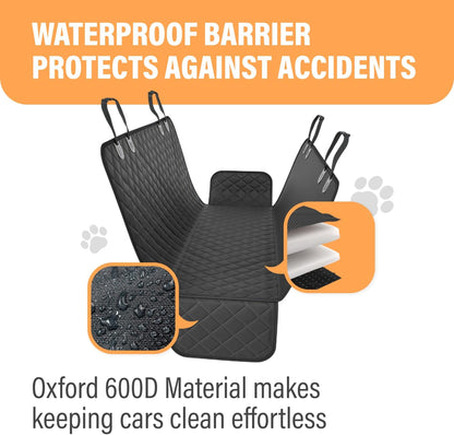 Dog Car Seat Cover for Back Seat. Car Seat Protector Dog Hammock for Car - Waterproof Pet Back Seat Cover for Trucks, Sedans & Suvs - Use with Chom Chom Roller Pet Hair Remover. Orange