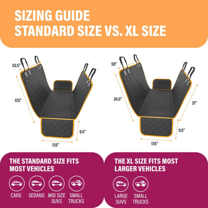 Dog Car Seat Cover for Back Seat. Car Seat Protector Dog Hammock for Car - Waterproof Pet Back Seat Cover for Trucks, Sedans & Suvs - Use with Chom Chom Roller Pet Hair Remover. Orange