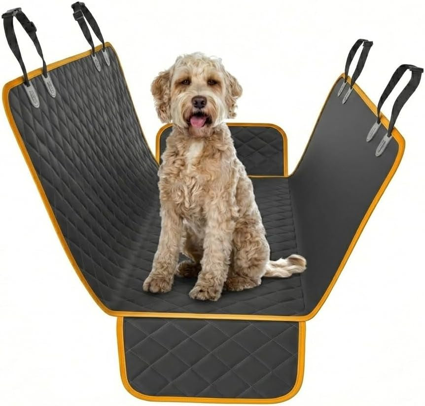 Dog Car Seat Cover for Back Seat. Car Seat Protector Dog Hammock for Car - Waterproof Pet Back Seat Cover for Trucks, Sedans & Suvs - Use with Chom Chom Roller Pet Hair Remover. Orange