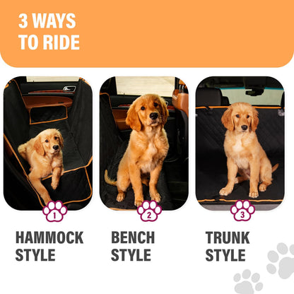 Dog Car Seat Cover for Back Seat. Car Seat Protector Dog Hammock for Car - Waterproof Pet Back Seat Cover for Trucks, Sedans & Suvs - Use with Chom Chom Roller Pet Hair Remover. Orange