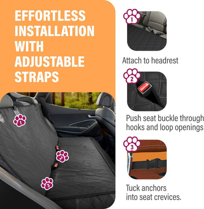Dog Car Seat Cover for Back Seat. Car Seat Protector Dog Hammock for Car - Waterproof Pet Back Seat Cover for Trucks, Sedans & Suvs - Use with Chom Chom Roller Pet Hair Remover. Orange